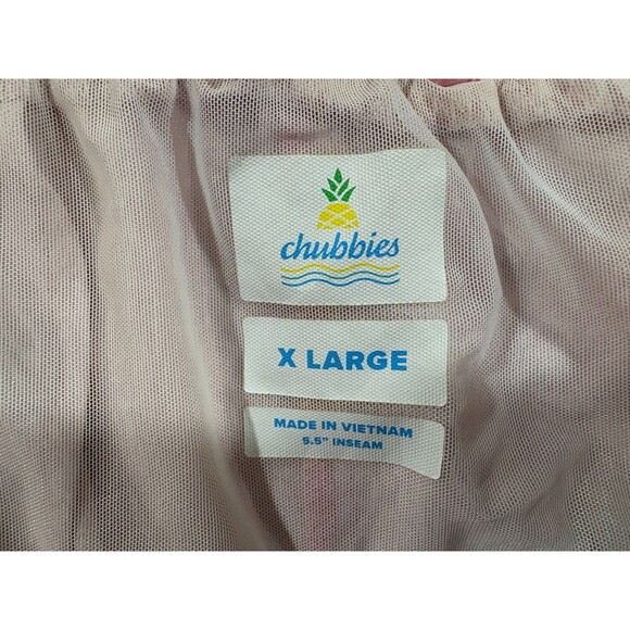 Chubbies Swim Trunks Adult Mens Pink White Blue Stripe Mesh Line 5.5" Shorts XL - Picture 6 of 8